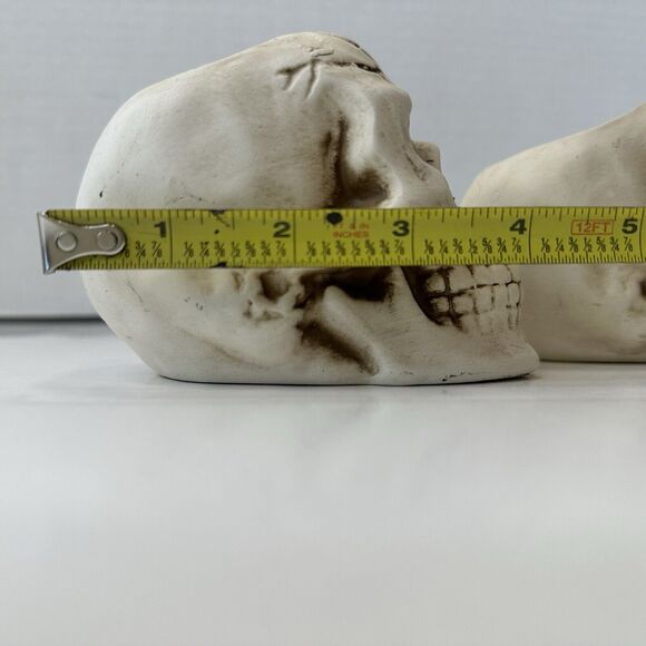 Skulls Ceramic Tea Candle Holders Set of 2 Orange/Purple Halloween Horror Goth - Picture 12 of 16